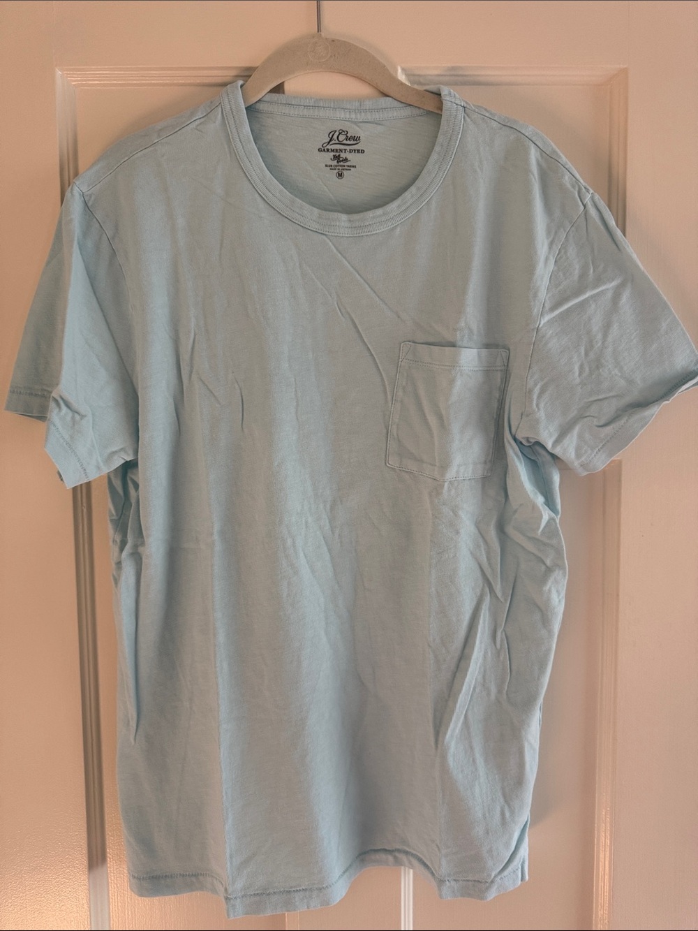 J. Crew Men's Garment-Dyed Light Blue Pocket Crew Tee